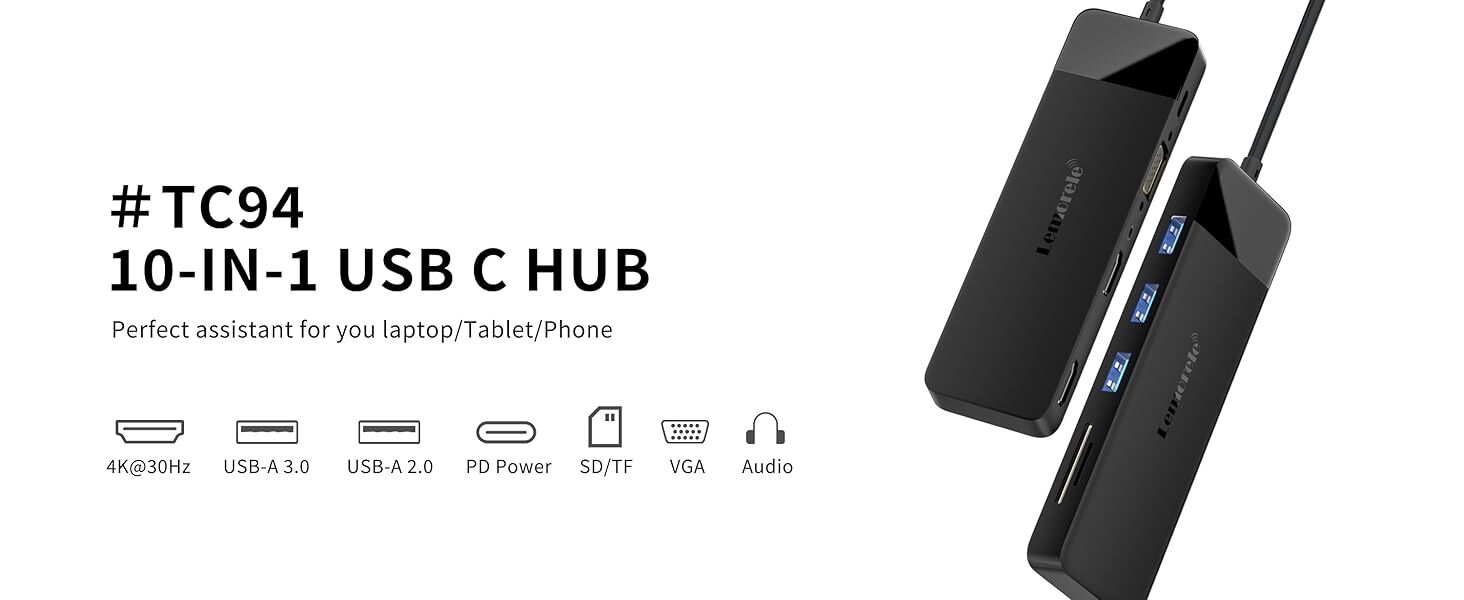 ⛓️💥 Docking Station USB C Hub 3*Display- 10 in 1, Lemorele USB C Dock 2*HDMI Adapter 4K, 3 USB 3.0/2.0, VGA, PD 100W, Audio, SD/TF, for HP Laptops, ThinkPad, MacBook, Surface🖇️ - Image 6